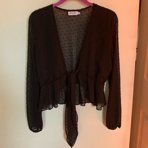 Nasty Gal sheer black tie top